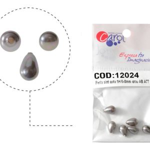 Perla sintetica gota 1H 6x8mm cream CX-902 x 12unds - Stone Beads